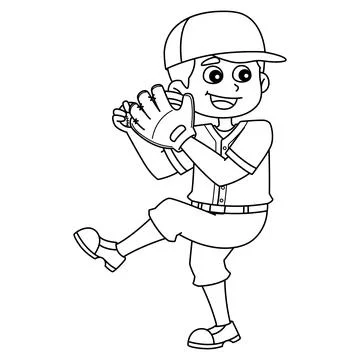 Baseball Pitcher Isolated Coloring Page for Kids Stock Illustration