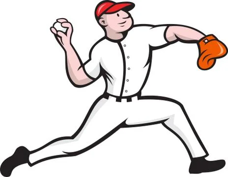 Baseball pitcher player throwing. Stock Illustration