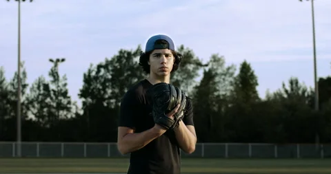 Baseball pitcher portrait. Stock Footage 132445457