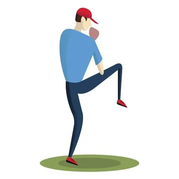 Baseball pitcher preparing to throw the ball vector illustration. Stock Illustration