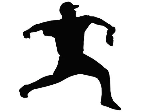 Baseball pitcher throwing ball Stock Illustration