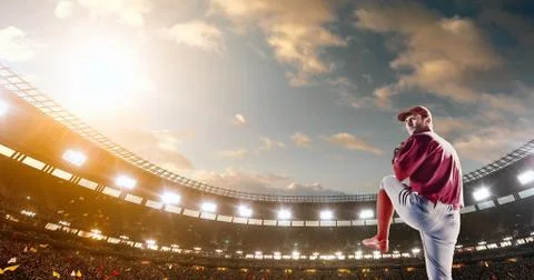 Baseball player in action Stock-Fotos