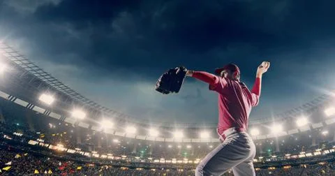 Baseball player in action Stock Photos