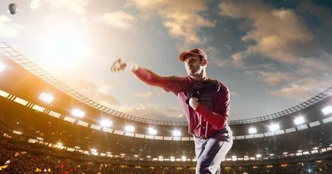 Baseball player in action Stock Photos