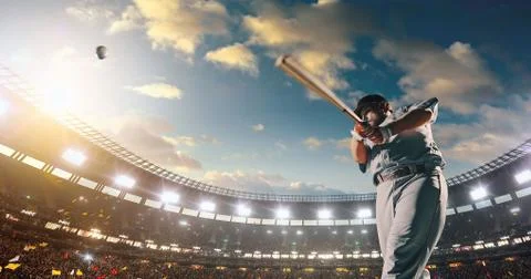 Baseball player in action Stock Photos