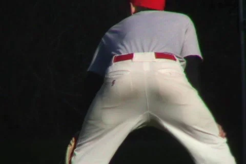 Baseball Player Anticipating The Play Stock Footage