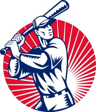 Baseball player with bat batting Stock Illustration