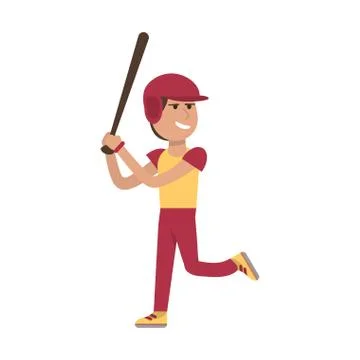 Baseball player with bat cartoon Stock Illustration