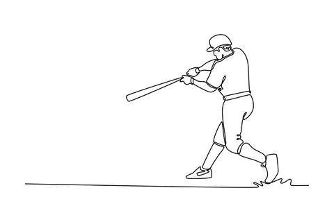 Baseball player with bat doing powerful hit in action during match Stock Illustration