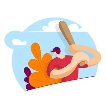 Baseball player with a bat in his hands Stock Illustration