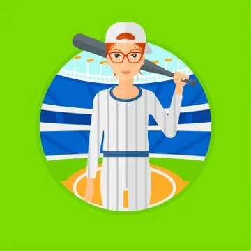 Baseball player with bat. Stock Illustration