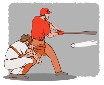 Baseball player batter catcher. Stock Illustration