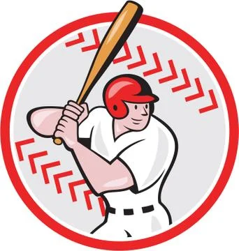 Baseball player batting ball cartoon Stock Illustration