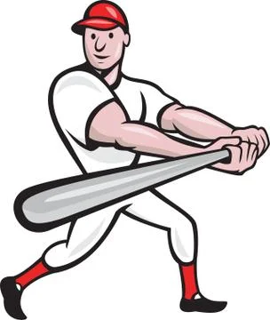 Baseball player batting cartoon. Stock Illustration
