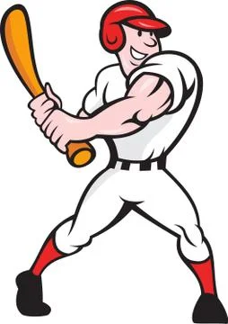 Baseball player batting cartoon. Stock Illustration