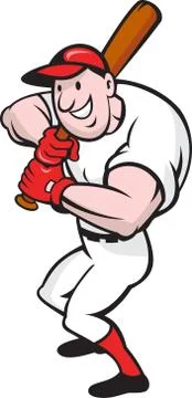 Baseball player batting cartoon. Stock Illustration
