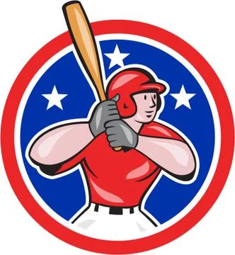Baseball player batting cartoon Stock Illustration