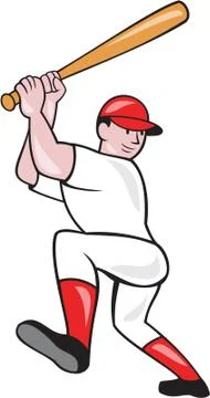 Baseball player batting isolated full cartoon Stock Illustration