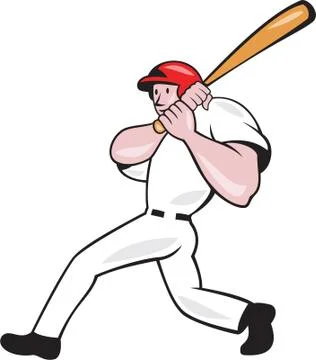 Baseball player batting look side isolated cartoon Stock Illustration