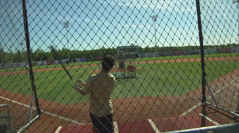 Baseball Player Batting Practice 1 Stock Footage 32880432