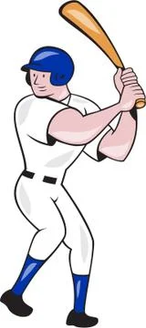 Baseball player batting side blue isolated cartoon Stock Illustration
