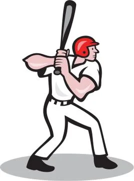 Baseball player batting side cartoon Stock Illustration