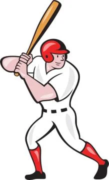 Baseball player batting side isolated cartoon Stock Illustration