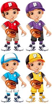 Baseball player cartoon character Stock Illustration