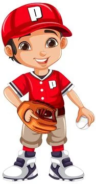 Baseball player cartoon character Stock Illustration