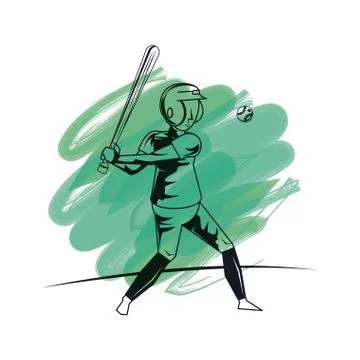Baseball player cartoon Stock Illustration