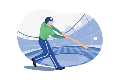 Baseball Player Character Illustration concept. A flat illustration isolate.. Stock Illustration