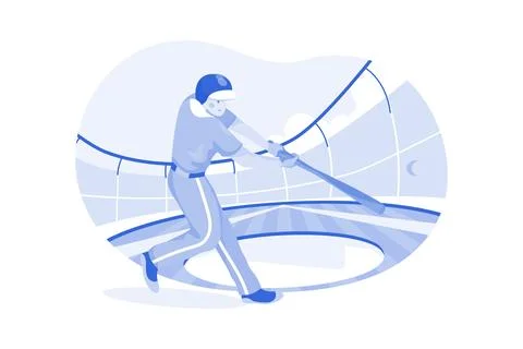 Baseball Player Character Illustration concept. A flat illustration isolate.. Stock Illustration