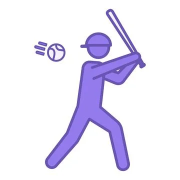 Baseball Player Color Icon. Vector Illustration. Sportsman Trying to Hit th.. Stock Illustration