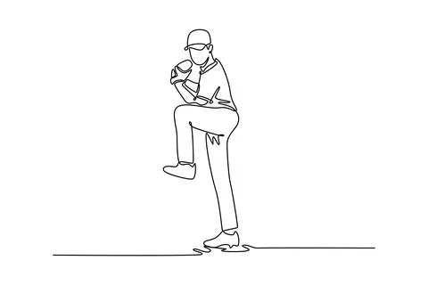 Baseball player getting ready to pitch the ball during a game 스톡 일러스트
