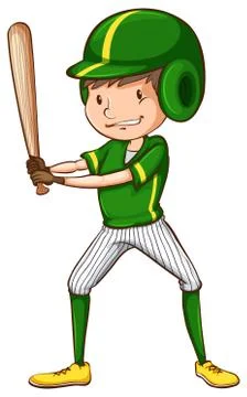 A baseball player in green uniform Stock Illustration