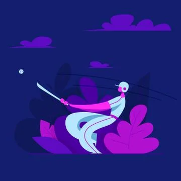 Baseball Player Hit the Ball Stock Illustration