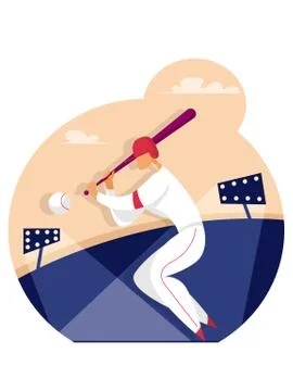 Baseball Player Hit the Ball Stock Illustration