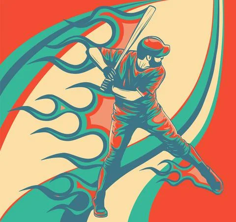 Baseball player hit the ball vector illustration イラスト素材