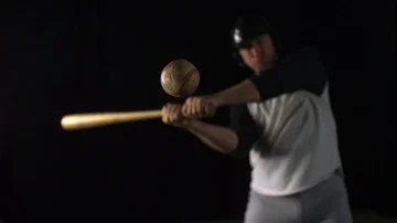 Baseball player hitting ball with bat, Slow Motion Stock-Footage 85654704
