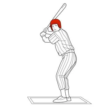 Baseball Player Hitting Ball Stock Illustration