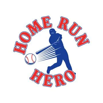 Baseball player hitting home run with hero logo tshirt design Stock Illustration
