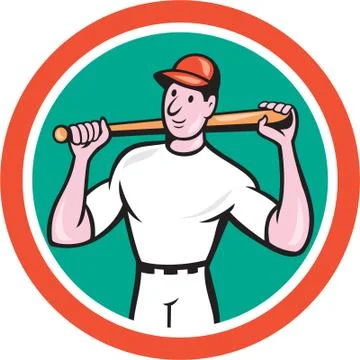 Baseball player holding bat cartoon Stock Illustration