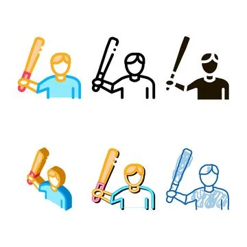 Baseball player icon designs vector outline Stock Illustration