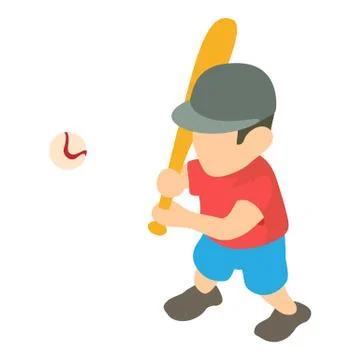 Baseball player icon, isometric 3d style Illustrazione stock