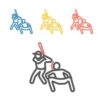 Baseball player line icon. Vector sport signs for web graphics. Stock Illustration