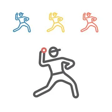 Baseball player line icon. Vector sport signs for web graphics. Stock Illustration