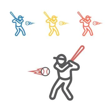 Baseball player line icon. Vector sport signs for web graphics. Stock Illustration