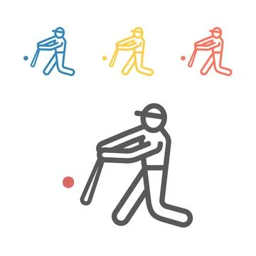 Baseball player line icon. Vector sport signs for web graphics. Stock Illustration