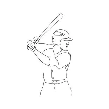 Baseball player. One continuous line drawing. Illustrazione stock