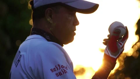 A baseball player pitcher with his baseball and baseball gloves Stock Footage 227733032